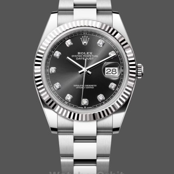Men's Rolex Datejust 41mm Men's-m126334 0011-Fluted Bezel-Black Diamond Dial Black