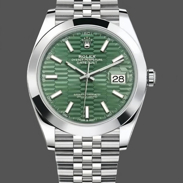 Mens Rolex Datejust 41 Mint Green Dial Stainless Steel 126300 Mens Green Dial Replica Image