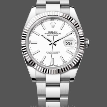 Men's Rolex Datejust 41-M126334, Stainless Steel & White Gold, White Dial, Men’s White Dial