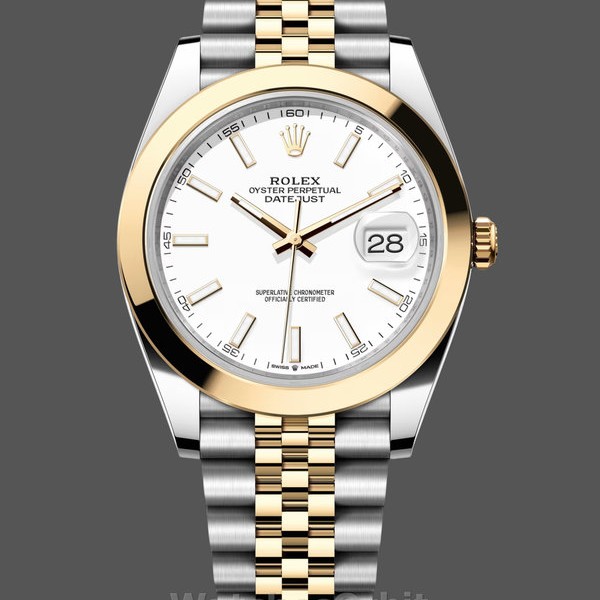 Mens Rolex Datejust 41mm Stainless Steel Yellow Gold M126303 0016 Mens White Dial Replica Watch Image
