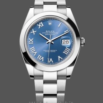 Men's Rolex Datejust 41-M126300 0017, Stainless Steel, Azzuro Blue Roman Dial, Men’s Blue Dial