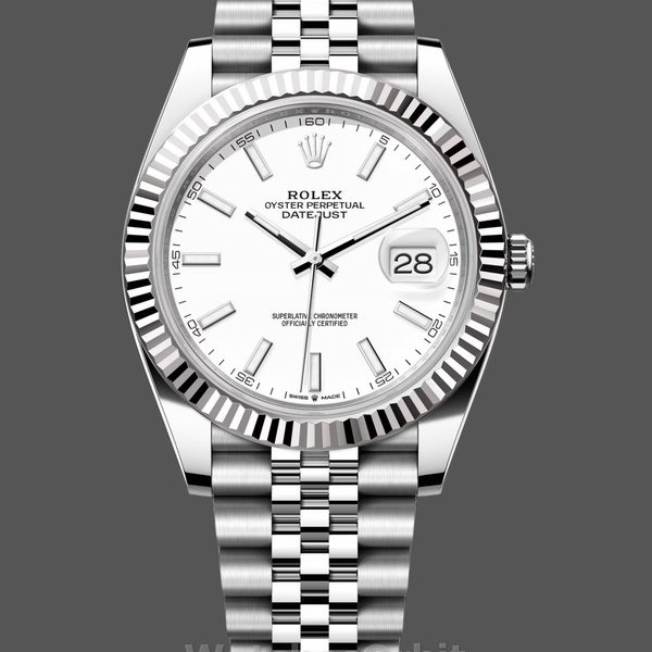 Mens Rolex Datejust 41-M126334 0010, Steel & White Gold, White Dial, Jubilee Bracelet, Men’s White Dial Replica Watch Image