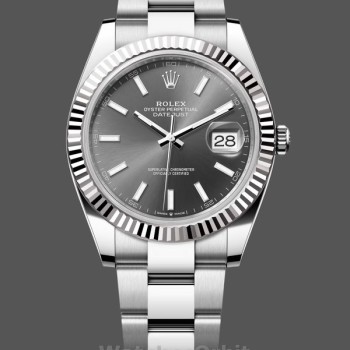 Men's Rolex Datejust 41-M126334, White Gold, Fluted Bezel, Slate Dial, Oyster, Men’s Grey Dial