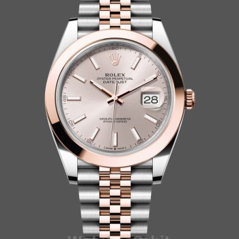Unisex's Rolex Datejust 41mm Men's-126301 0010-Rose Gold-Sundust Index Dial Sundust