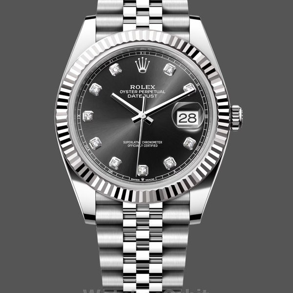 Mens Rolex Datejust 41-m126334, Rolesor, Black Diamond Dial, Men’s Black Dial Replica Watch Image