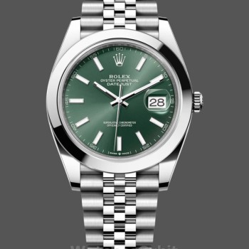 Men's Rolex Datejust 41-m126300 0020, Oystersteel, Jubilee, Mint Green Dial Green Dial