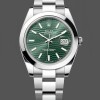 Mens Rolex Datejust 41-126300 0021, Steel, Oyster Bracelet, Smooth Bezel Green Dial Replica Watch Image