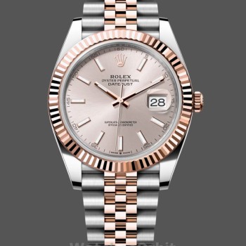 Men's Rolex Datejust 41-126331 0010, Two‑Tone, Rose Gold, Jubilee Band, Sundust Index Dial Sundust Dial