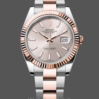 Men's Rolex Datejust 41-126331 0009, Two‑Tone, Rose Gold, Sundust Index Dial Sundust Dial