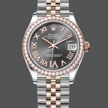 Women's Rolex Datejust Lady 31-278381RBR, Rose Gold & Steel, Slate Roman Diamond VI Dial, Diamond Bezel, Jubilee Bracelet, Women’s Slate