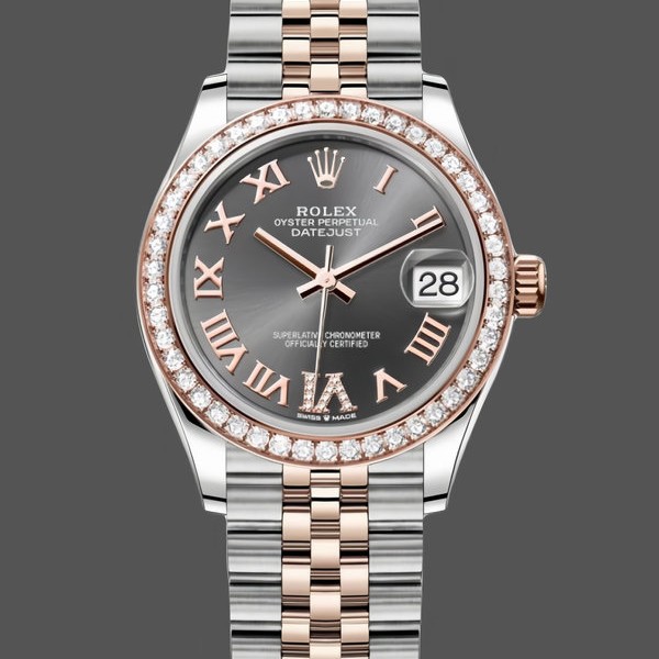Womens Rolex Datejust Lady 31-278381RBR, Rose Gold & Steel, Slate Roman Diamond VI Dial, Diamond Bezel, Jubilee Bracelet, Women’s Slate Replica Watch Image
