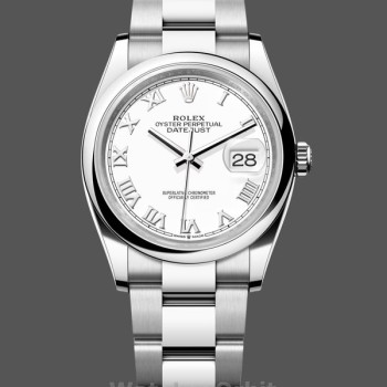 Women's Rolex Datejust 36mm Unisex-m126200 0008-White Roman Dial-Stainless Steel White Dial