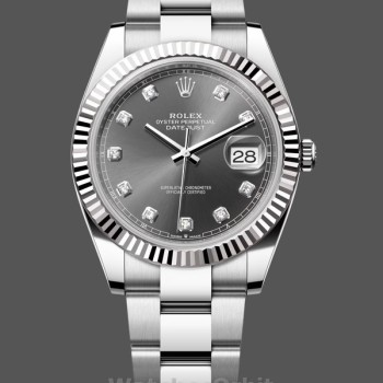 Men's Rolex Datejust 41mm Men's-m126334 0005-Fluted Bezel-Dark Rhodium Grey Dial Grey