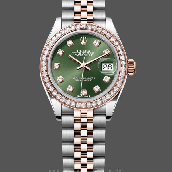 Womens Rolex Datejust-279381RBR 0007, Olive Green Diamond, Steel & Rose Gold, Lady’s Green Dial Replica Watch Image