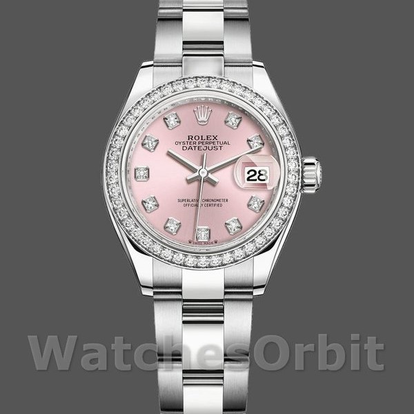 Womens Rolex Datejust 28mm Womens-279384RBR PDO-Pink Diamond Dial-Oyster Bracelet Pink Replica Image