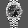 Mens Rolex Datejust Stainless Steel Black Diamond Dial Jubilee Bracelet - 126284RBR 0019 Black Dial Replica Watch Image