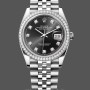 Men's Rolex Datejust Stainless Steel Black Diamond Dial Jubilee Bracelet - 126284RBR 0019 Black Dial