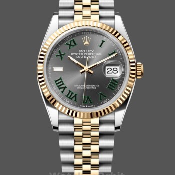 Unisex's Rolex Datejust 36mm Unisex-m126233 0035-Two-Tone Steel & Yellow Gold-Fluted Bezel Grey
