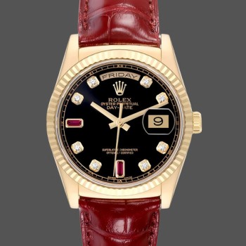 Unisex's Rolex Day Date 36-m128348RBR 0026, Yellow Gold, Champagne Dial, Diamond Bezel, Champagne