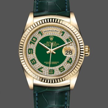 Unisex's Rolex Day Date-118138, 36mm, Green & Diamonds