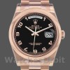 Unisexs Rolex Day-Date 36mm Unisex-118205-Black Arabic Dial Black Replica Image