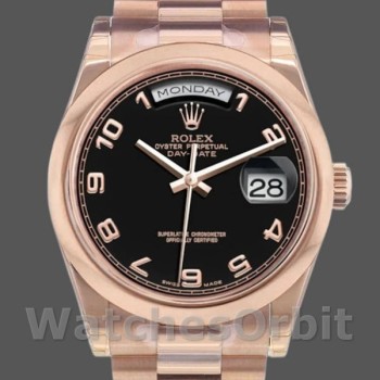 Unisex's Rolex Day-Date 36mm Unisex-118205-Black Arabic Dial Black