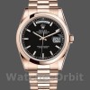 Mens Rolex Day-Date 36mm Unisex-118205-Black Dial Black Replica Image