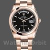 Unisexs Rolex Day-Date 36mm Unisex-118205-Black Dial-Rose Gold Black Replica Image