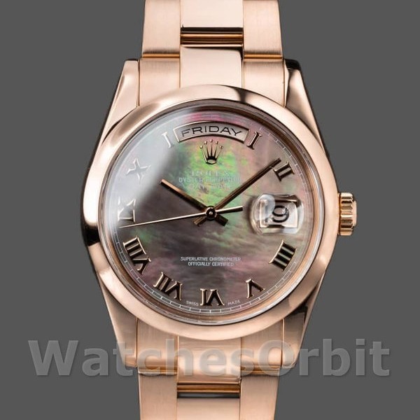 Unisexs Rolex Day-Date 36mm Unisex-118205-MOP-Roman Numeral Dial MOP Replica Image