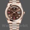 Unisexs Rolex Day-Date 36mm Unisex-118205-Rose Gold-Chocolate Brown Dial Chocolate Replica Image