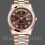 Unisex's Rolex Day-Date 36mm Unisex-118205-Rose Gold-Chocolate Brown Dial Chocolate