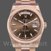 Unisexs Rolex Day-Date 36mm Unisex-118205-Rose Gold-Chocolate Dial Chocolate Replica Image