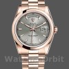 Unisexs Rolex Day-Date 36mm Unisex-118205-Rose Gold-Rhodium Grey Dial Grey Replica Image