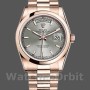 Unisex's Rolex Day-Date 36mm Unisex-118205-Rose Gold-Rhodium Grey Dial Grey