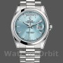 Unisex's Rolex Day-Date 36mm Unisex-118206-Ice Blue Dial-Polished Platinum Bezel Ice Blue