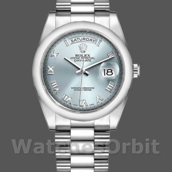 Unisex's Rolex Day-Date 36mm Unisex-118206-Ice Blue-Roman Numeral Dial Ice Blue