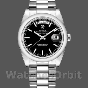 Unisex's Rolex Day-Date 36mm Unisex-118206-Platinum-Black Dial Luxury