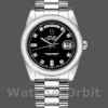 Unisexs Rolex Day-Date 36mm Unisex-118206-Platinum-Black Diamond Dial Black Replica Image