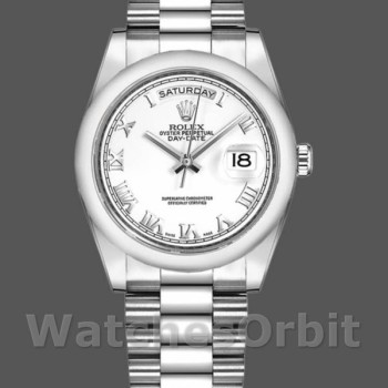 Unisex's Rolex Day-Date 36mm Unisex-118206-White Roman Numeral Dial White
