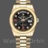 Unisexs Rolex Day-Date 36mm Unisex-118208-Black Diamond Dial Black Replica Image