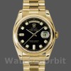 Unisexs Rolex Day-Date 36mm Unisex-118208-Black Diamond Dial Black Replica Image