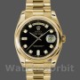 Unisex's Rolex Day-Date 36mm Unisex-118208-Black Diamond Dial Black