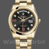 Unisexs Rolex Day-Date 36mm Unisex-118208-Black Diamond Dial-Yellow Gold Case Black Replica Image