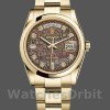 Unisexs Rolex Day-Date 36mm Unisex-118208-Black Mother of Pearl-Diamond Dial MOP Replica Image