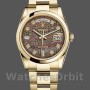 Unisex's Rolex Day-Date 36mm Unisex-118208-Black Mother of Pearl-Diamond Dial MOP