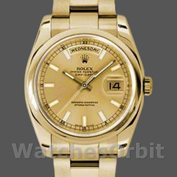 Unisexs Rolex Day-Date 36mm Unisex-118208-Champagne Dial Champagne Replica Image