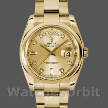 Unisex's Rolex Day-Date 36mm Unisex-118208-Champagne Diamond Dial Champagne