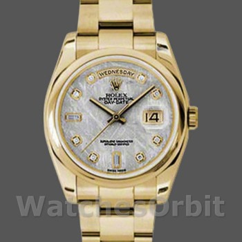 Unisex's Rolex Day-Date 36mm Unisex-118208-Meteorite Grey-Diamond Dial Grey