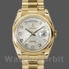 Unisexs Rolex Day-Date 36mm Unisex-118208-Silver Diamond Jubilee Dial-Yellow Gold Silver Replica Image