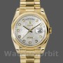 Unisex's Rolex Day-Date 36mm Unisex-118208-Silver Diamond Jubilee Dial-Yellow Gold Silver
